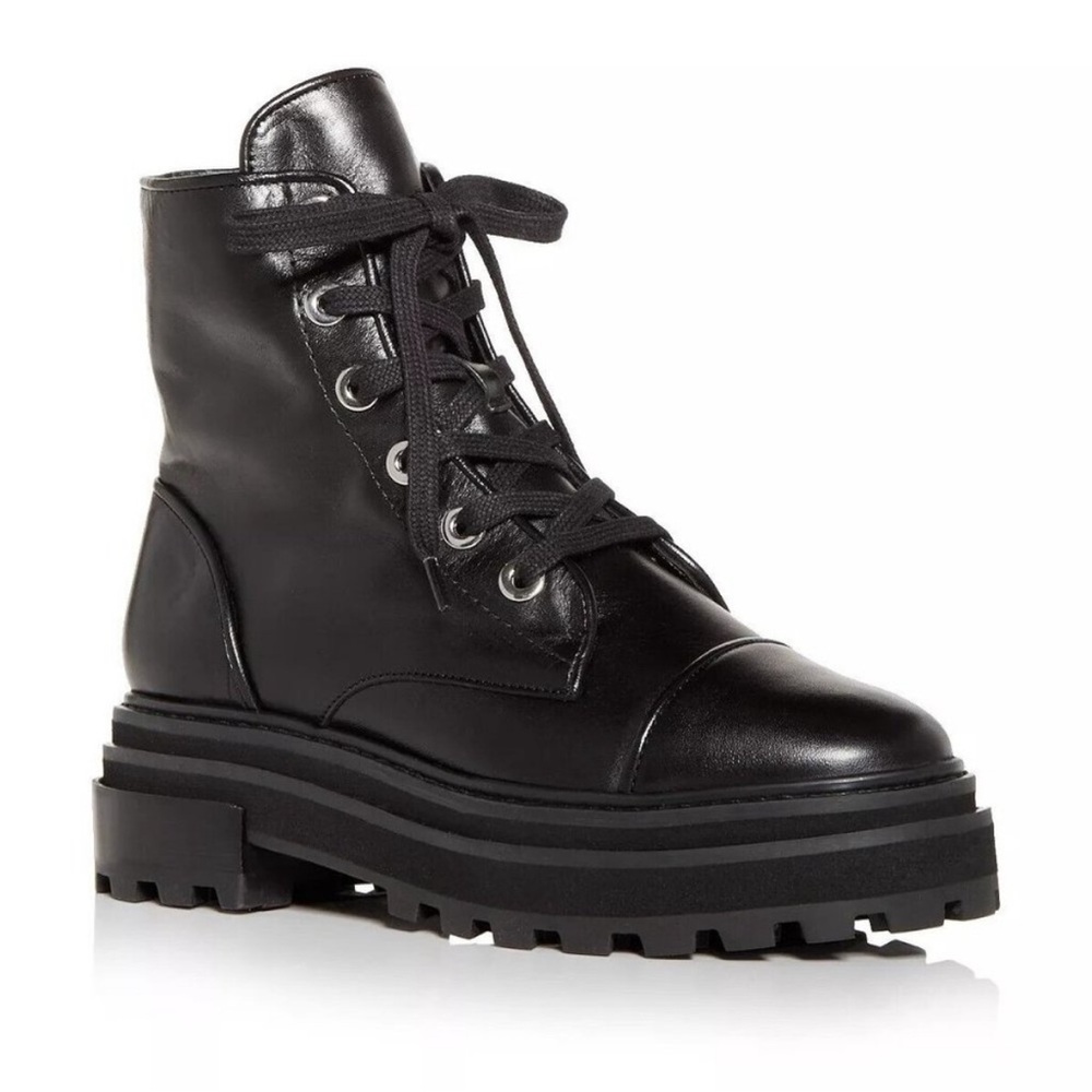 SCHUTZ Black Leather Combat Boots